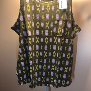 Sonoma Women's Green and Purple Patterned Top